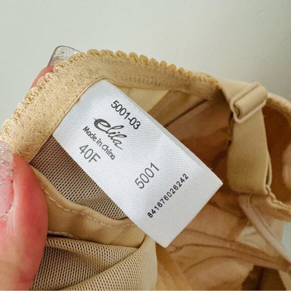 Elila Jacquard Wireless Soft-cup Front Hook Longline Bra nude woman’s 40F - Picture 8 of 10